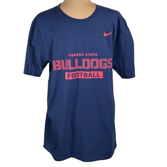 NWT Nike Fresno State Bulldogs Football Short Sleeve Crewneck T-Shirt Navy Red L - Picture 1 of 5